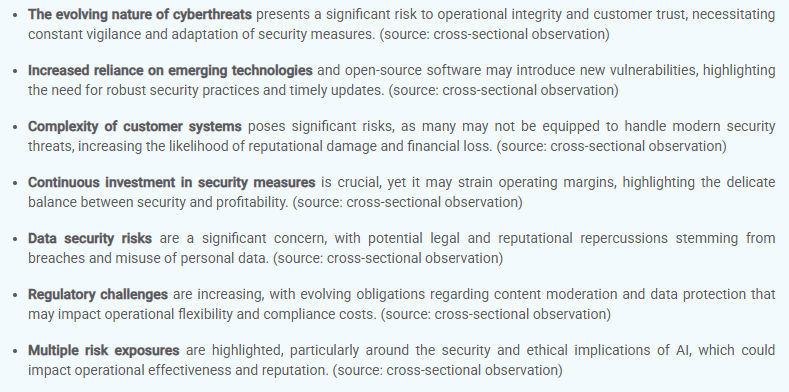 Microsoft 10-Q risk factors describing security investment costs and margin pressure
